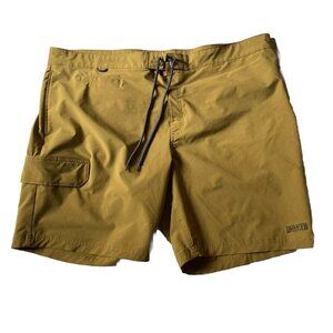Duluth Trading Bull Moose Hybrid Mustard Sz 44 Swim Trunks Board Shorts 44"x9"
